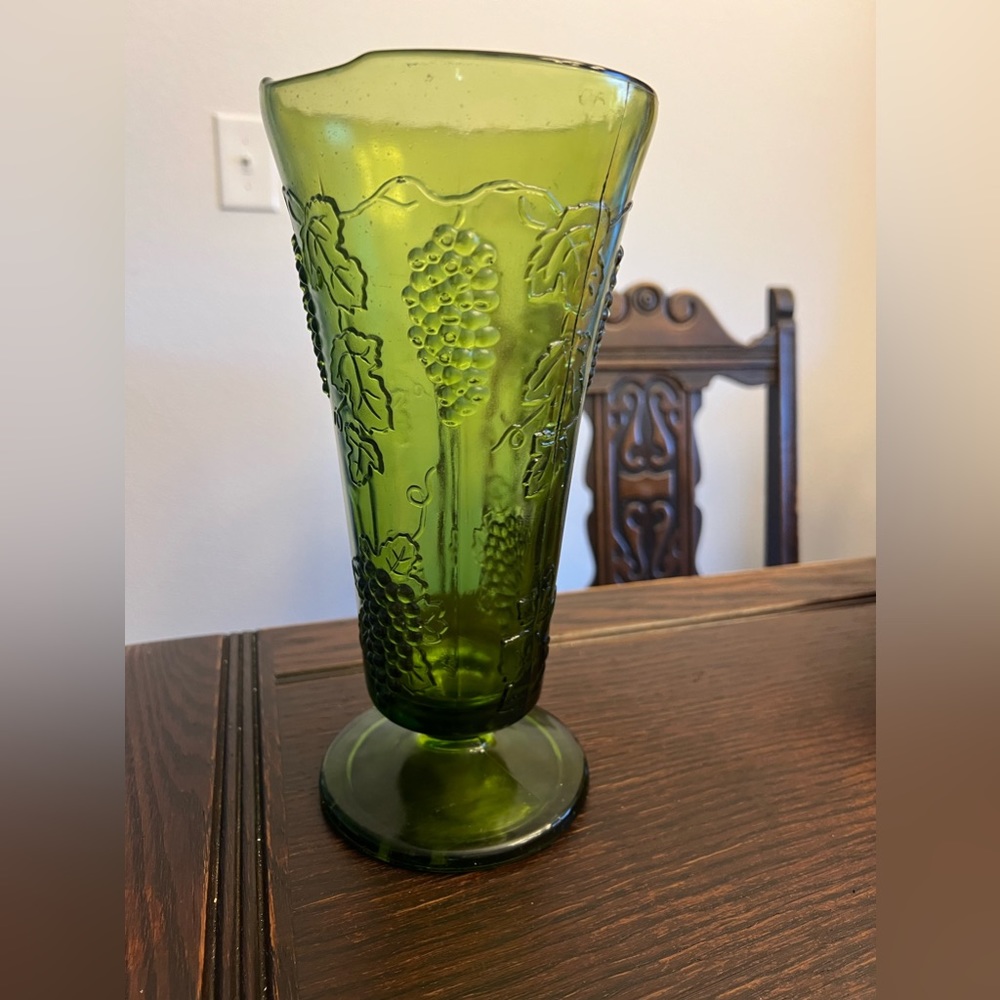 Vintage 1970s Footed Vase - Indiana Glass Colony Harvest Pattern